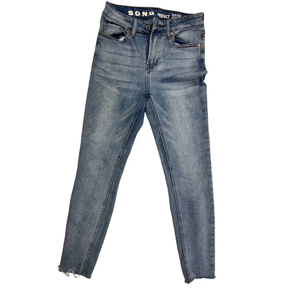 S.O.N.G. Perfect High rise skinny ankle jeans w/ a distressed, raw hem Size 5/27